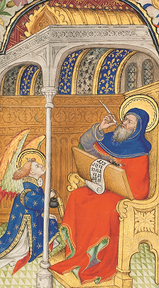 Stundenbuch der Margarete von Orléans, fol. 15r, Evangelist Matthäus - Illustration Kontakt