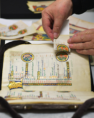Bamberger Psalter, Originalvergleich (Andruckvergleich Kalendarium) in der Staatsbibliothek Bamberg Bamberger Psalter, Originalvergleich (Andruckvergleich Kalendarium) in der Staatsbibliothek Bamberg