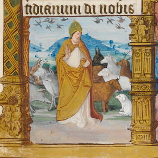 Türchen 11: Gott erschafft die Tiere und Vögel, darunter auch einen Esel, Fibel der Claude de France, p. 2 Quaternio Adventskalender – Türchen 11