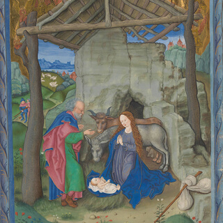 Türchen 18: Ochs und Esel im Stall von Bethlehem, Geburtsbild im Salzburger Missale, fol. 3v Quaternio Adventskalender – Türchen 18