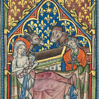 Türchen 1: Ochs und Esel im Peterborough-Psalter, fol. 10v Quaternio Adventskalender – Türchen 1